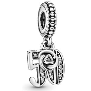 PANDORA Jewelry 50 Years of Love Cubic Zirconia Charm in Sterling Silver